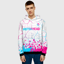 Толстовка-худи мужская Motorhead neon gradient style посередине, цвет: 3D-черный — фото 2