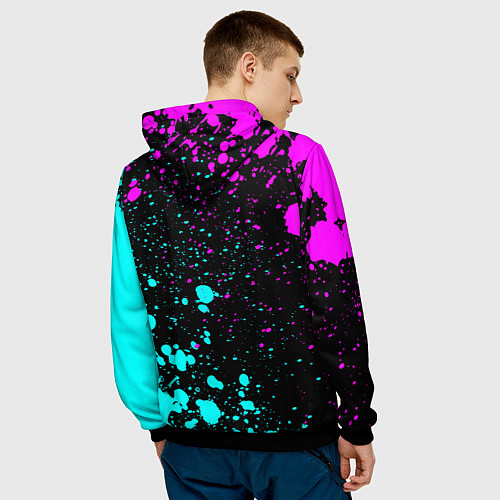 Мужская толстовка Федор и неоновый герб России вертикально / 3D-Черный – фото 4