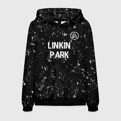 Толстовка-худи мужская Linkin Park glitch на темном фоне посередине, цвет: 3D-черный