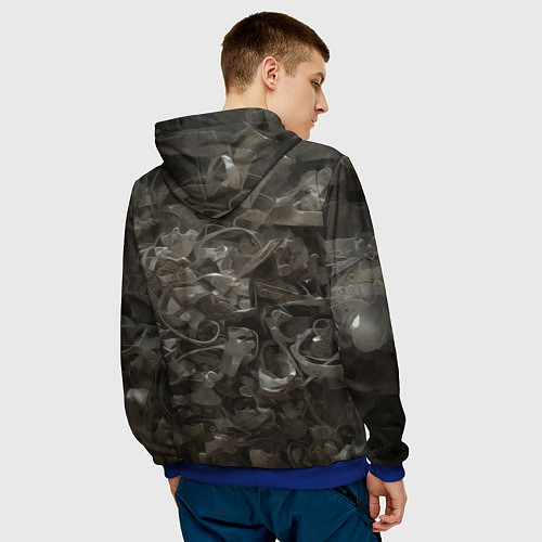 Мужская толстовка Металлический череп / 3D-Синий – фото 4