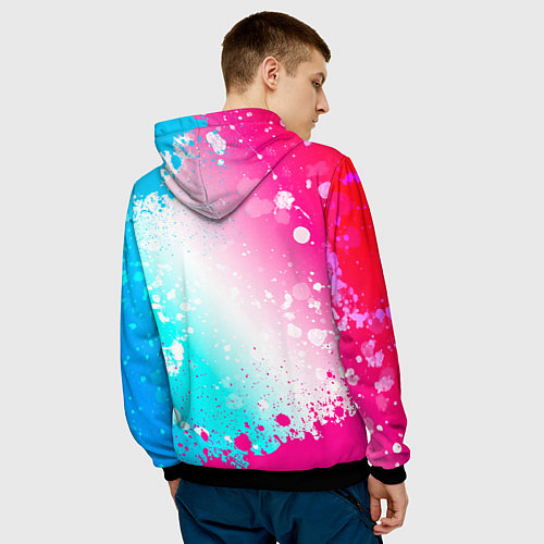 Мужская толстовка Manowar neon gradient style / 3D-Черный – фото 4