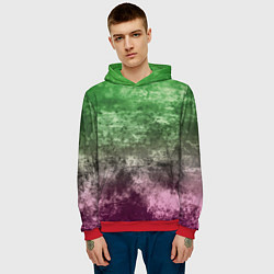 Толстовка-худи мужская Абстракция - Фиолетово-зеленый бардак, цвет: 3D-красный — фото 2