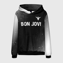 Мужская толстовка Bon Jovi glitch на темном фоне посередине