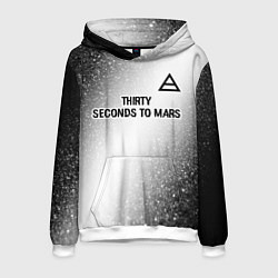 Толстовка-худи мужская Thirty Seconds to Mars glitch на светлом фоне посе, цвет: 3D-белый