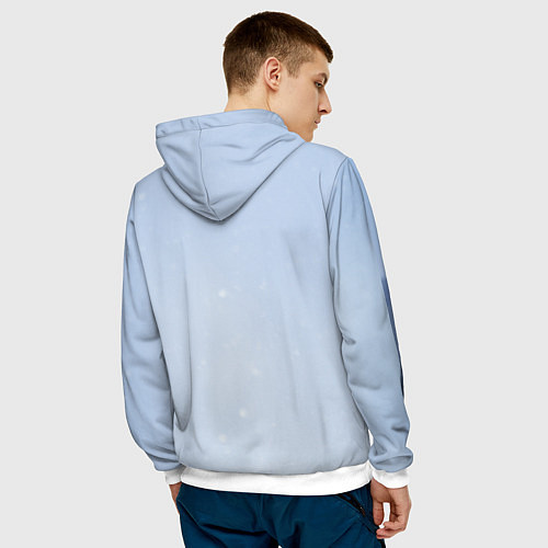 Мужская толстовка Новогодняя кошечка в пальто / 3D-Белый – фото 4