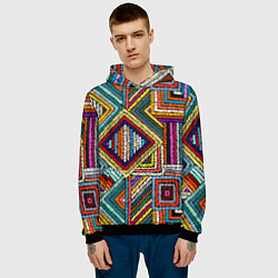 Толстовка-худи мужская Этнический узор вышивка, цвет: 3D-черный — фото 2