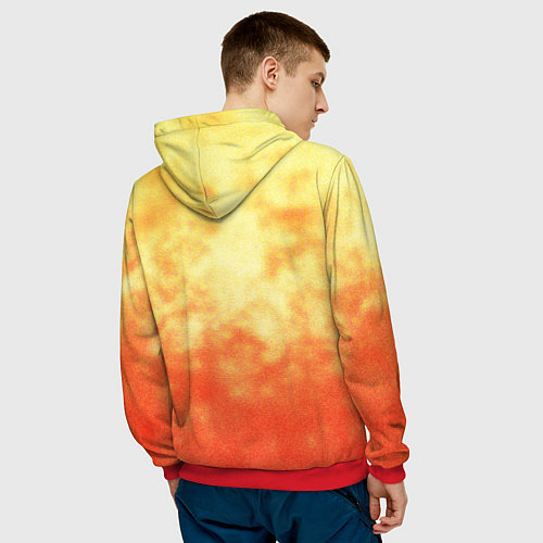 Мужская толстовка Огненный дикий кабан на фоне пламени / 3D-Красный – фото 4