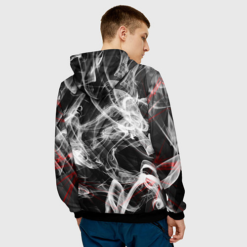 Мужская толстовка Серый дым узоры / 3D-Черный – фото 4
