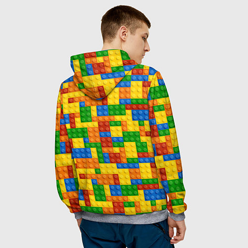 Мужская толстовка Лего - разноцветная стена / 3D-Меланж – фото 4