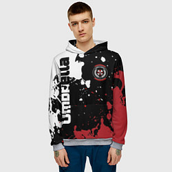 Толстовка-худи мужская Umbrella Security на спортивном красно бело чёрном, цвет: 3D-меланж — фото 2