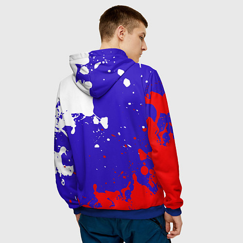 Мужская толстовка Российский герб на триколоре / 3D-Синий – фото 4