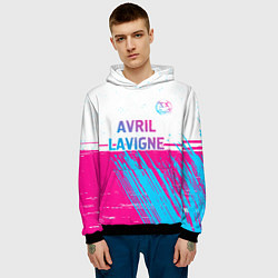 Толстовка-худи мужская Avril Lavigne neon gradient style посередине, цвет: 3D-черный — фото 2