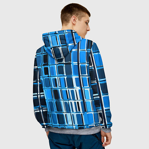 Мужская толстовка Синие прямоугольники / 3D-Меланж – фото 4