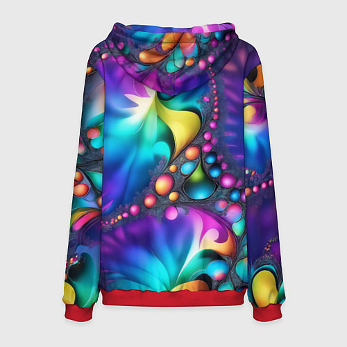 Мужская толстовка Розово синий фрактал / 3D-Красный – фото 2