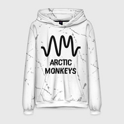 Толстовка-худи мужская Arctic Monkeys glitch на светлом фоне, цвет: 3D-белый