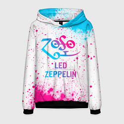 Толстовка-худи мужская Led Zeppelin neon gradient style, цвет: 3D-черный