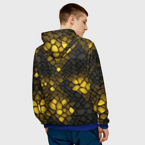 Мужская толстовка Жёлтый трескающийся камень / 3D-Синий – фото 4