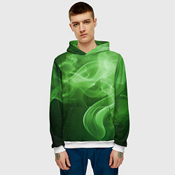 Толстовка-худи мужская Зеленый дым, цвет: 3D-белый — фото 2