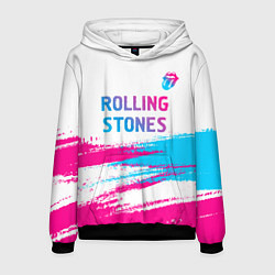 Мужская толстовка Rolling Stones neon gradient style посередине