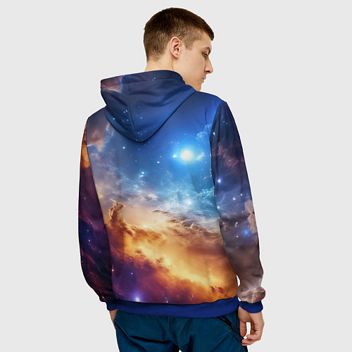 Мужская толстовка Оранжевая небула космос / 3D-Синий – фото 4