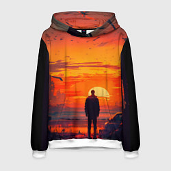 Мужская толстовка Закат в пустынном городе