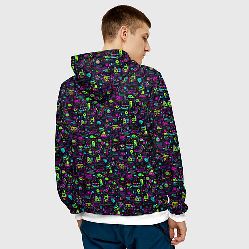 Мужская толстовка Принт в стиле киберпанк / 3D-Белый – фото 4