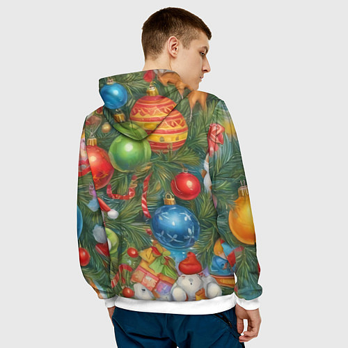 Мужская толстовка Новогодний принт на елке / 3D-Белый – фото 4