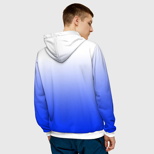 Мужская толстовка Градиент бело-синий / 3D-Белый – фото 4