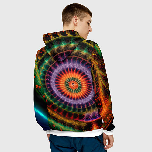 Мужская толстовка Фрактальная абстракция / 3D-Белый – фото 4