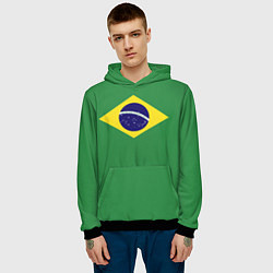 Толстовка-худи мужская Бразилия флаг, цвет: 3D-черный — фото 2