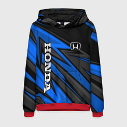 Толстовка-худи мужская Honda motors - синяя спортивная абстракция, цвет: 3D-красный