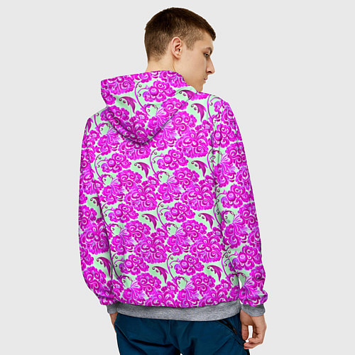 Мужская толстовка Розовая гжель / 3D-Меланж – фото 4