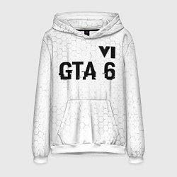 Толстовка-худи мужская GTA 6 glitch на светлом фоне посередине, цвет: 3D-белый