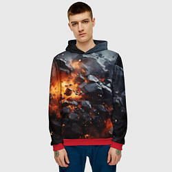 Толстовка-худи мужская Взрыв камней и плит, цвет: 3D-красный — фото 2