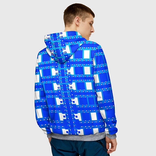 Мужская толстовка Синие и белые квадраты / 3D-Меланж – фото 4