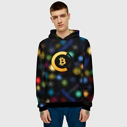 Толстовка-худи мужская Bitcoin logo criptomoney, цвет: 3D-черный — фото 2