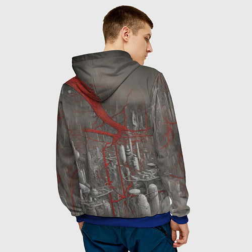 Мужская толстовка Биотехнический городской пейзаж / 3D-Синий – фото 4