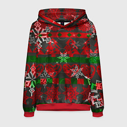 Мужская толстовка Рождественские узоры ёлки и снежинки