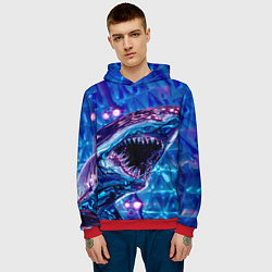 Толстовка-худи мужская Фиолетовая акула, цвет: 3D-красный — фото 2