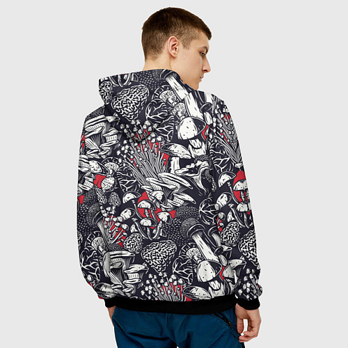 Мужская толстовка Разные грибы / 3D-Черный – фото 4