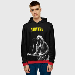 Толстовка-худи мужская Группа Nirvana Курт Кобейн, цвет: 3D-красный — фото 2