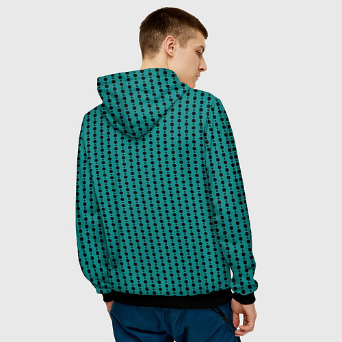 Мужская толстовка Паттерн кружочки на зелёном / 3D-Черный – фото 4