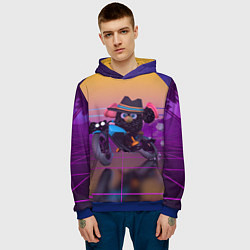 Толстовка-худи мужская Чёрный Гусь на мотоцикле Чикен Ган, цвет: 3D-синий — фото 2