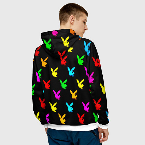 Мужская толстовка Playboy pattern неон / 3D-Белый – фото 4