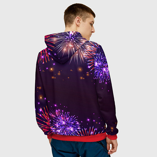 Мужская толстовка Праздничный атлет: фейерверк / 3D-Красный – фото 4