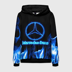 Толстовка-худи мужская Mercedes-benz blue neon, цвет: 3D-черный
