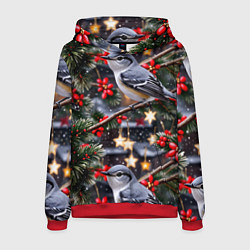 Мужская толстовка Рождественская птица пересмешник