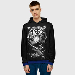 Толстовка-худи мужская Тигр с винтовкой, цвет: 3D-синий — фото 2