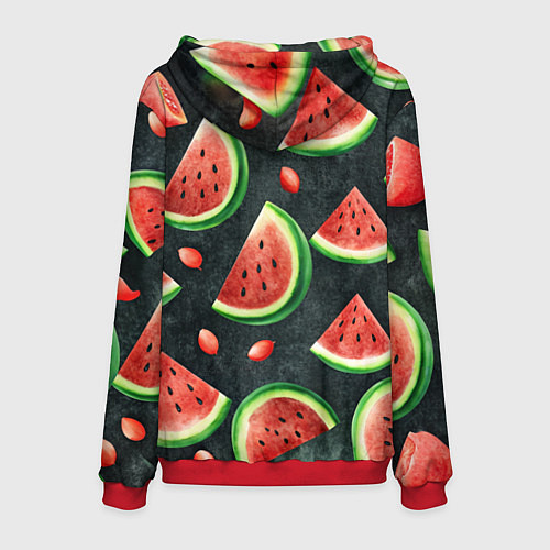 Мужская толстовка Паттерн красные дольки арбуза / 3D-Красный – фото 2