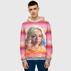 Толстовка-худи мужская Энид Синклер - арт и текстура розового свитера, цвет: 3D-меланж — фото 2